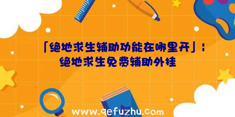 「绝地求生辅助功能在哪里开」|绝地求生免费辅助外挂